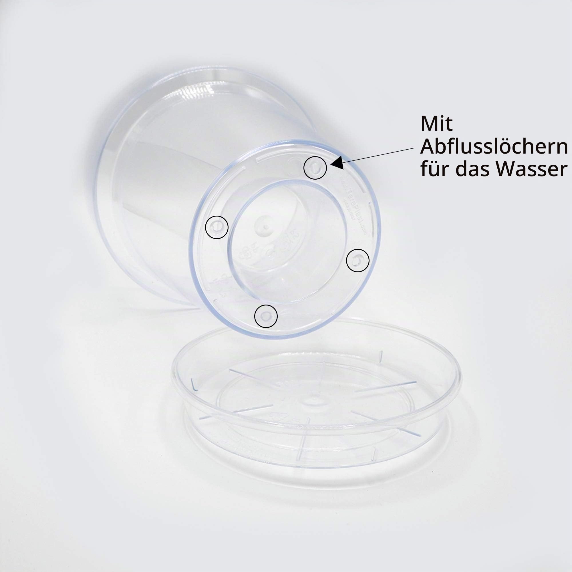 5 transparente Plastiktöpfe für Orchideen mit Entwässerungslöchern und 5 Untersetzers (5, Ø 16 cm)