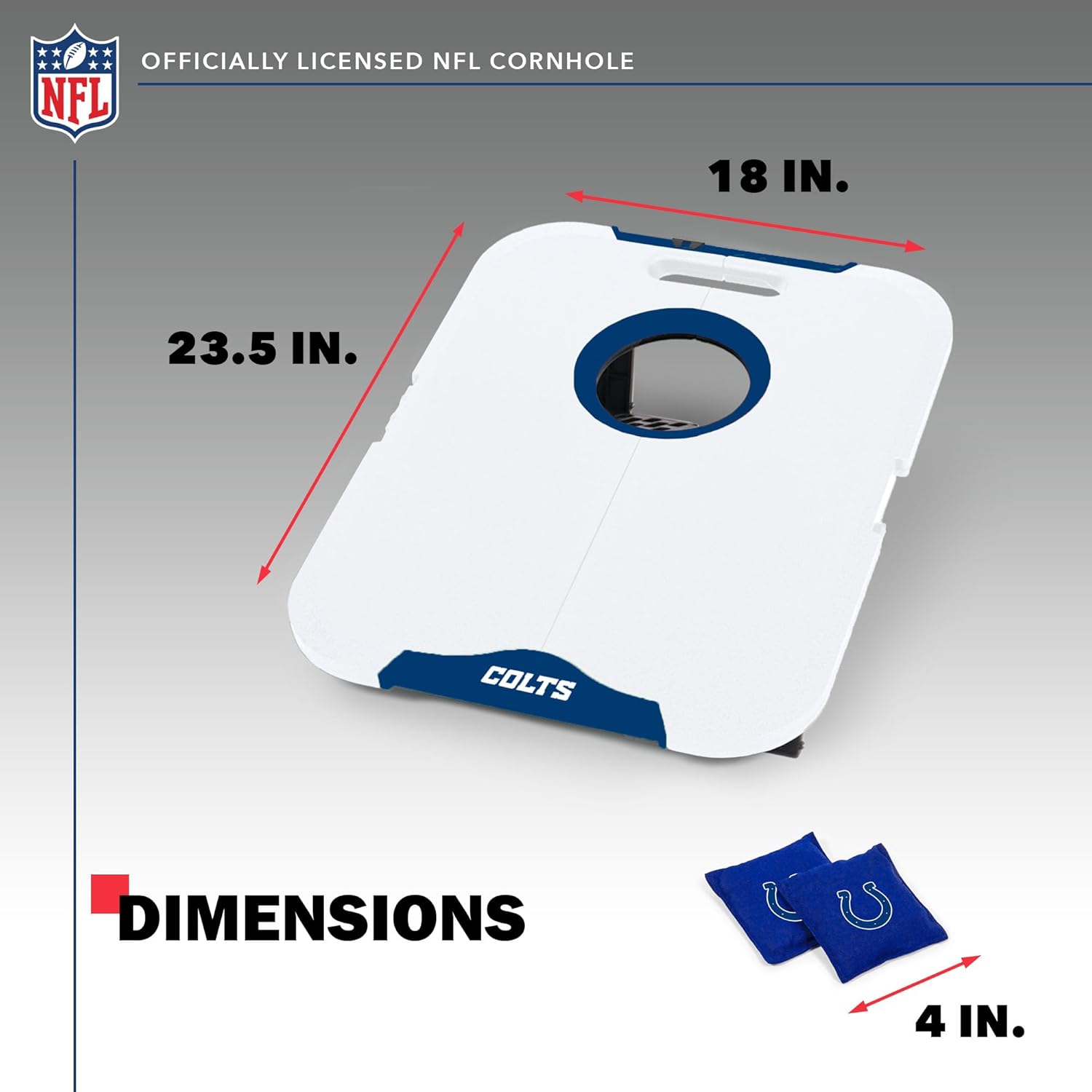 Wild Sports NFL Indianapolis Colts Pro Football All-Weather Cornhole Set - Travel Bean Bag Toss Set Includes 8 Bean Bags