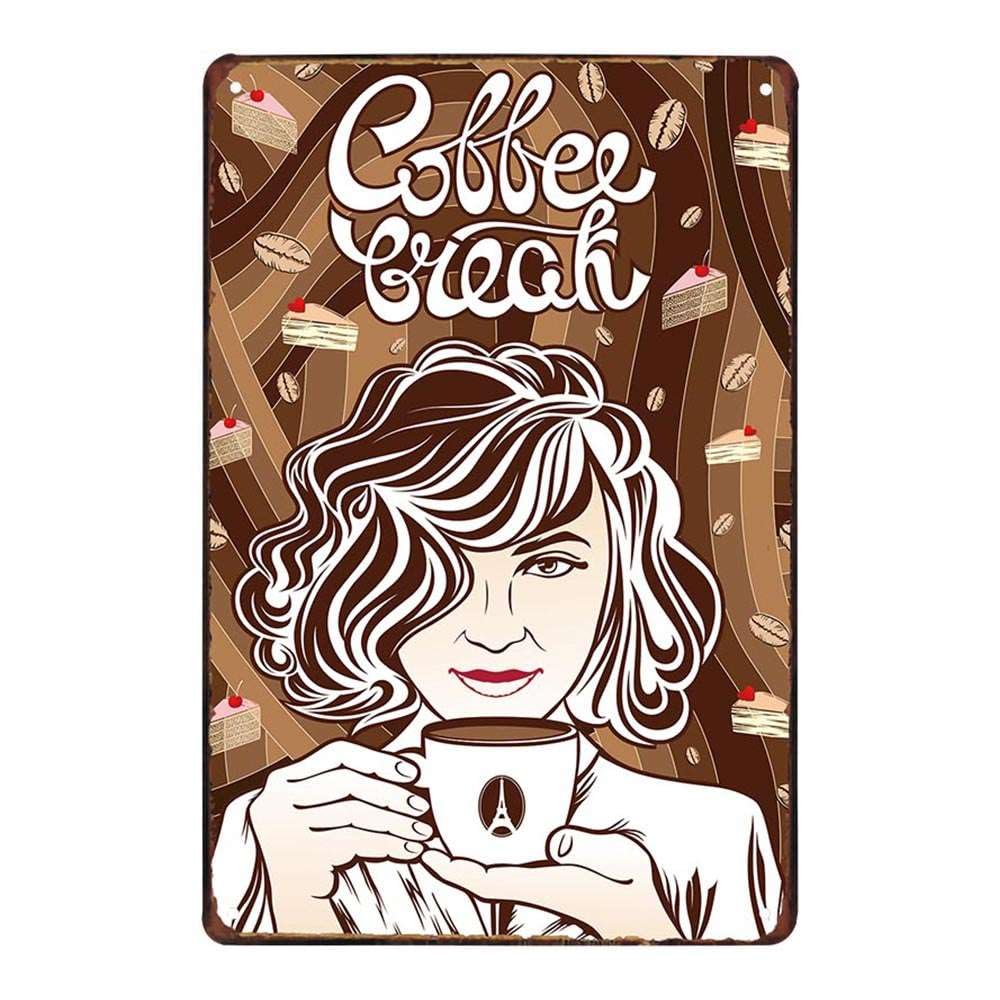 Funny Coffee Quote - Metal Tin Sign Retro Vintage Plaque Set of 4