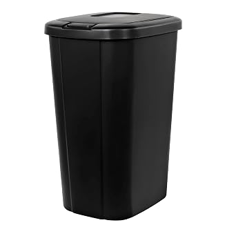 13.3 Gallon Touch Top Kitchen Trash Can, Large Capacity Plastic Garbage Bin with Automatic Closing Lid Black