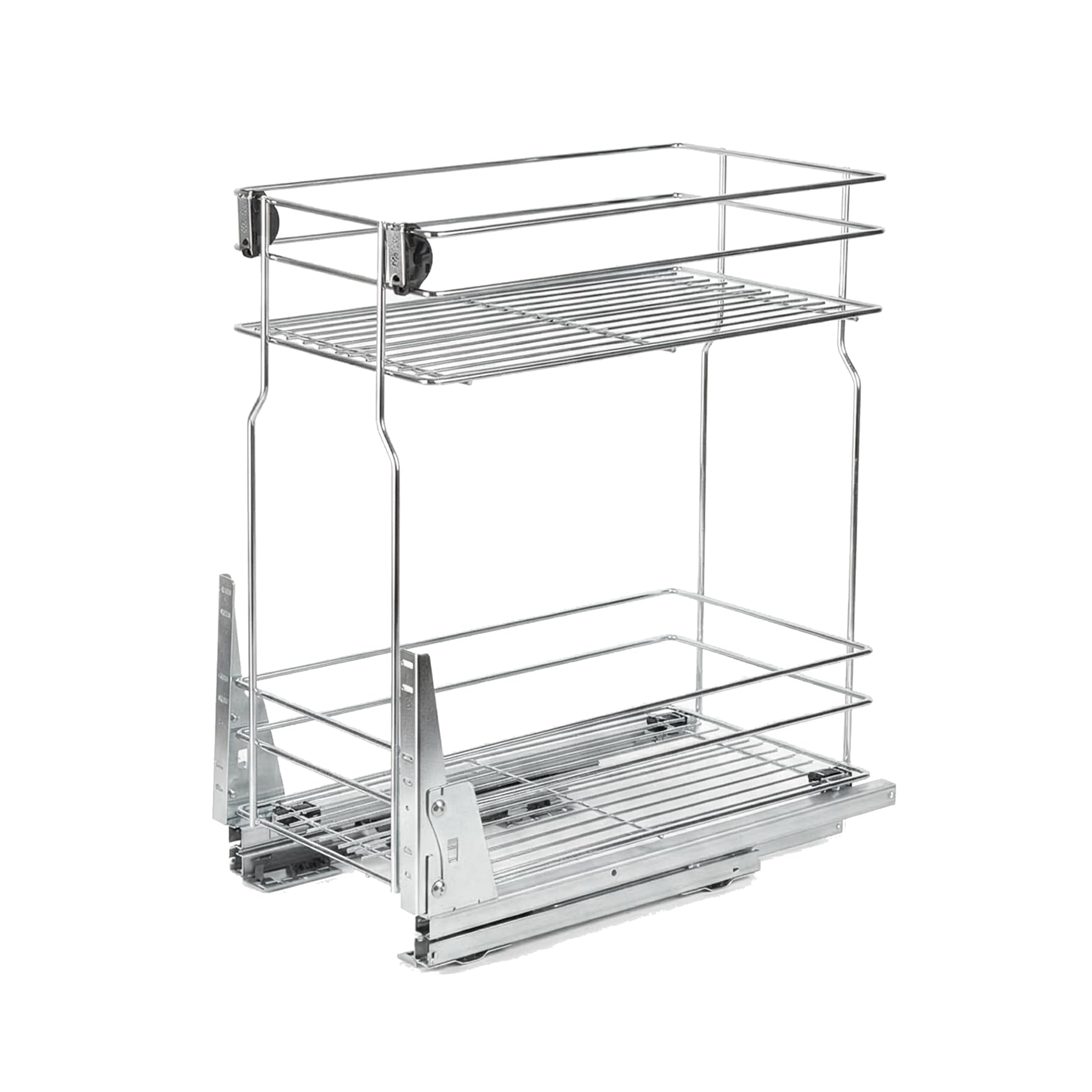 STOLMET Schrankauszug 23 cm für Küchenschrank 30 cm Außenbreite, Schrankkorb mit Vollauszug, Soft-Close, 2 Ablagen, 435,5 x 455 x 230 mm, Silber