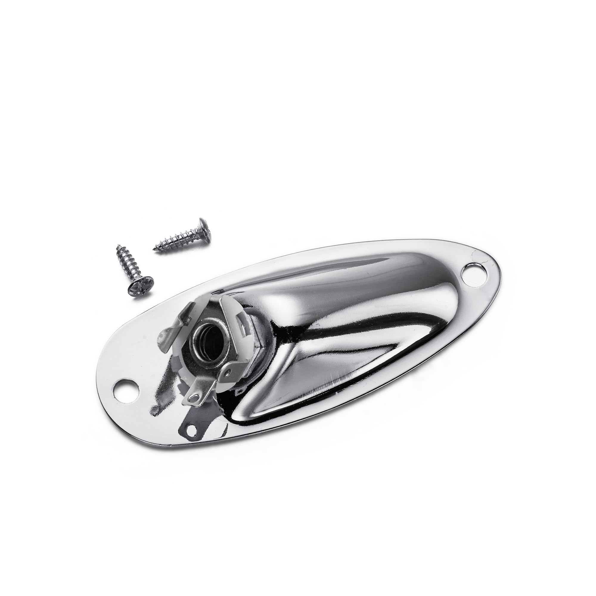 RuiJOTWAT Electric guitar string roller holder, boat-shaped audio cable jack with mounting screws silver - Image 2