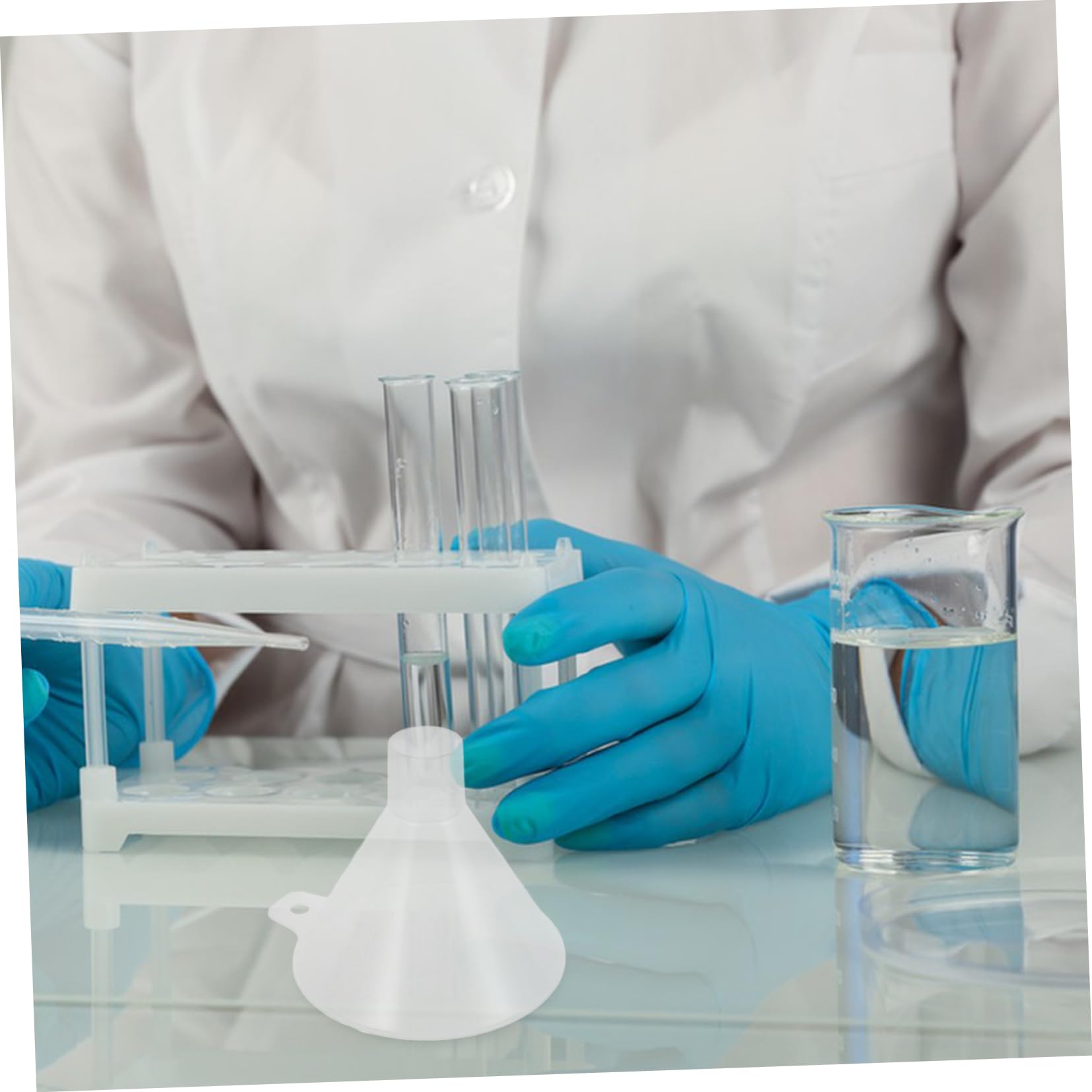 Mobestech 5pezzi Laboratorio Imbuto Trasparente Per Esperimenti Scientifici Per Aggiunta Di Reagenti Polvere Resistente e Pratico Per Uso Professionale