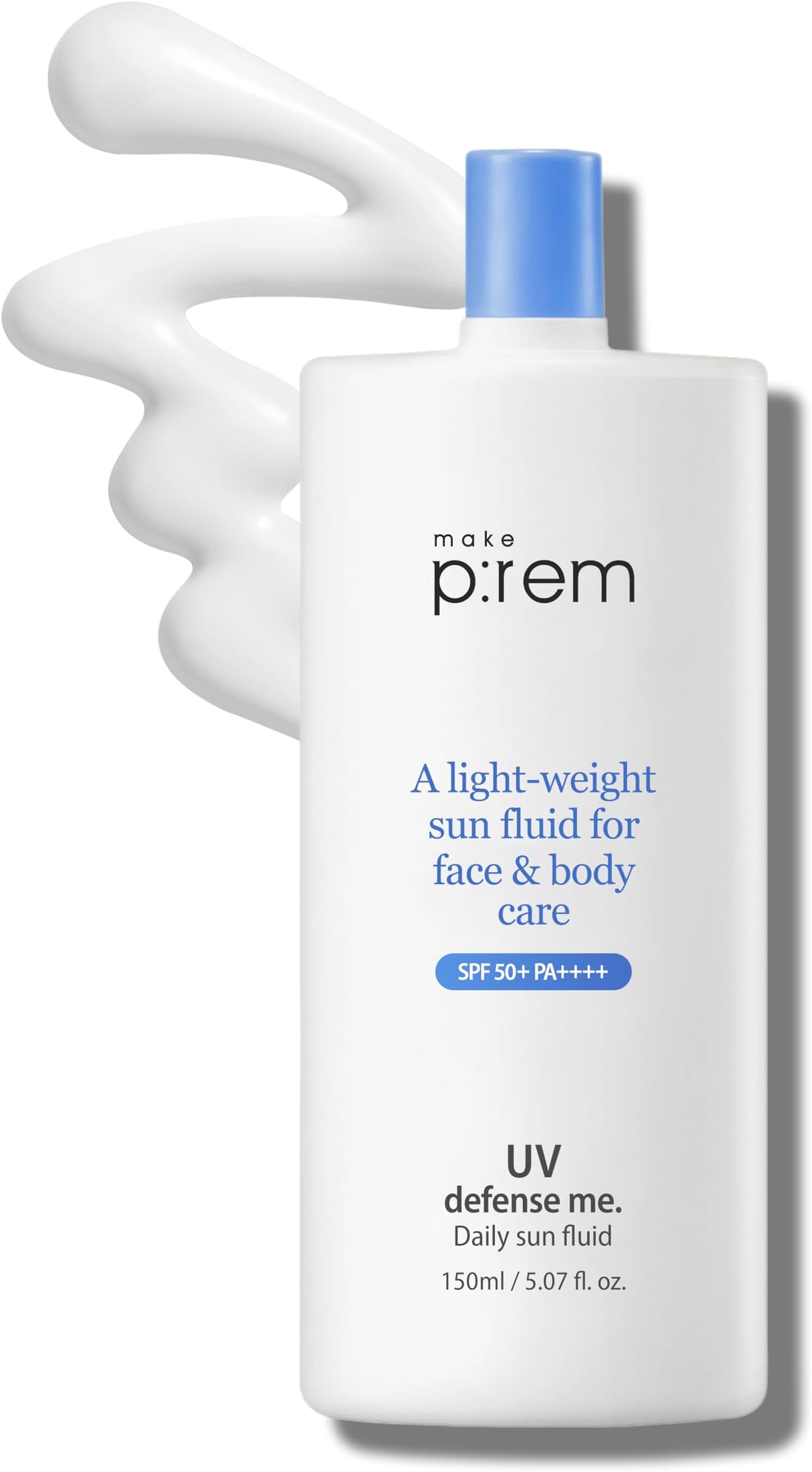 MAKE P:REM UV Defense Me Blue Ray Sun Fluid 200ml / 6.76 fl.oz. with Moisture or SunCream 20ml & Whamisa Organic Essence Toner 40ml | SPF 50+ PA++++ | Sunscreen for Face and Body by