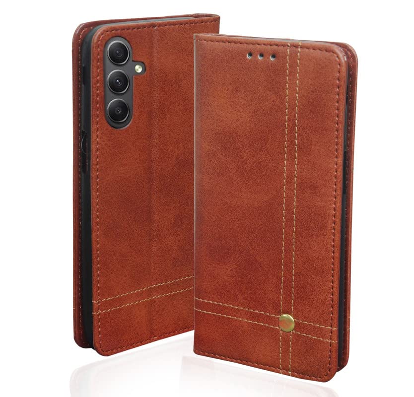 PAKME XUSIVE Leather Case Wallet Slim Book Cover with Card Slots Magnetic Flip Cover for Samsung Galaxy F54 5G - Magnetic Brown (B0C8DHJKF4) Amazon Price History, Amazon Price Tracker