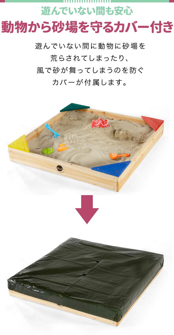 Amazon.co.jp: Plum 木製砂場 【90x90x12cm】 砂遊び どろんこ遊び