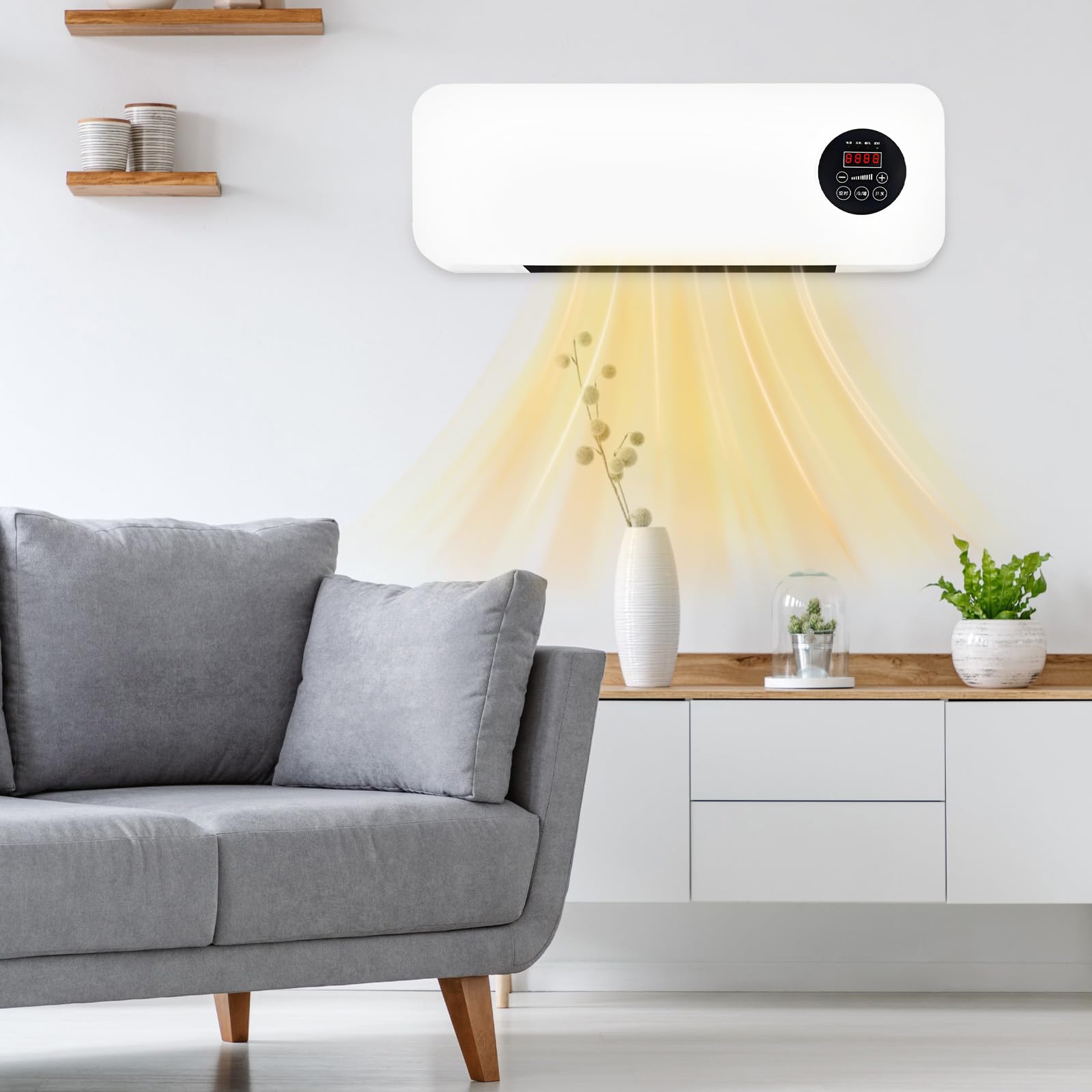 2000 W Condizionatore a Parete Reversibile Spalato, Condizionatore Senza Unità Esterna 60 x 21 x 8,5 cm Riscaldamento e Raffreddamento Compatto, Silenzioso, Installazione Rapida, con Telecomando, per