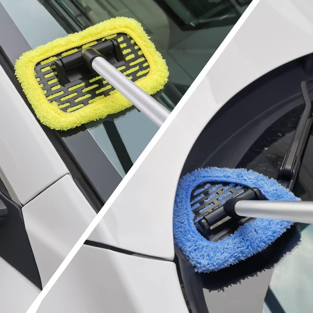 Manelord Pulitore per parabrezza, set per auto con manico telescopico, detergente per parabrezza e pulizia Raffstore