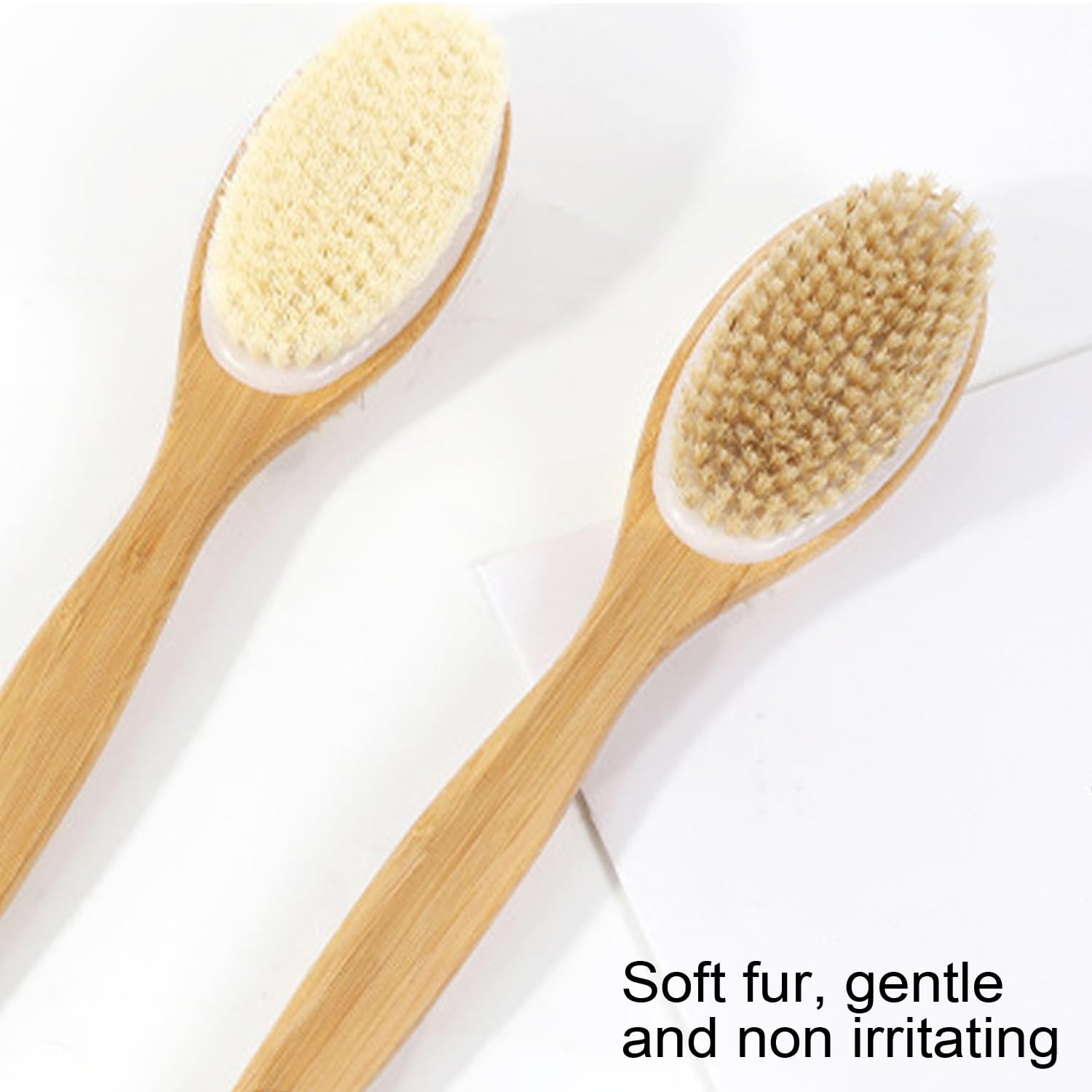 YUNYU Wet & Dry Brushing Body Brush Set, 2pcs Long Handle Back Scrubber & Round Head Dry Brush - Image 4
