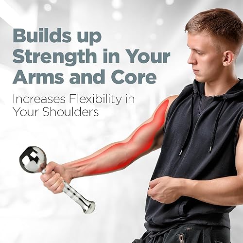 Miniatura 4 de LoGest - Club de ejercicios de maza corta de acero, construcción de acero resistente, palos indios - equipo ligero de diseño portátil -