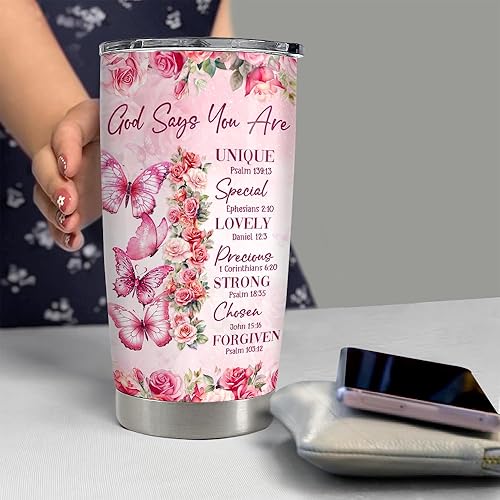 Miniatura 6 de SANDJEST Regalos inspiradores para mujeres, vaso de 20 onzas con aislamiento de acero inoxidable, taza de viaje para café, regalo cristiano