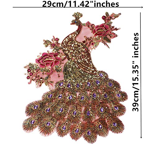 1 pezzo perline paillettes oro mix strass pavone