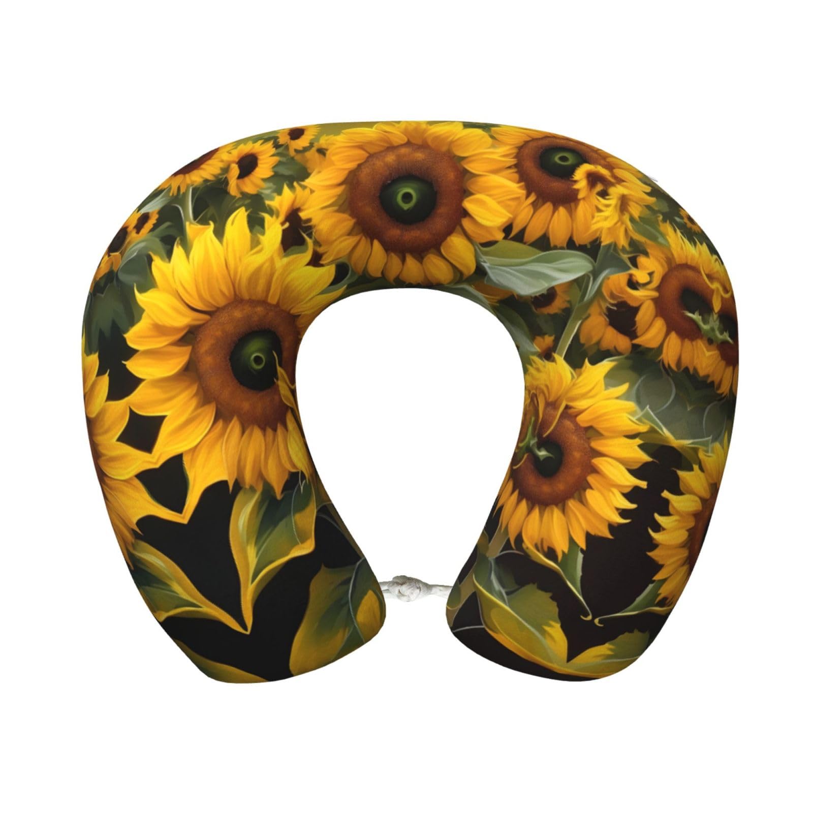 peiyeety Sunflowers Print Custom U-Shaped Pillow,Memory Foam Cervical Neck Travel Pillow,for Home,Camping,Travelling