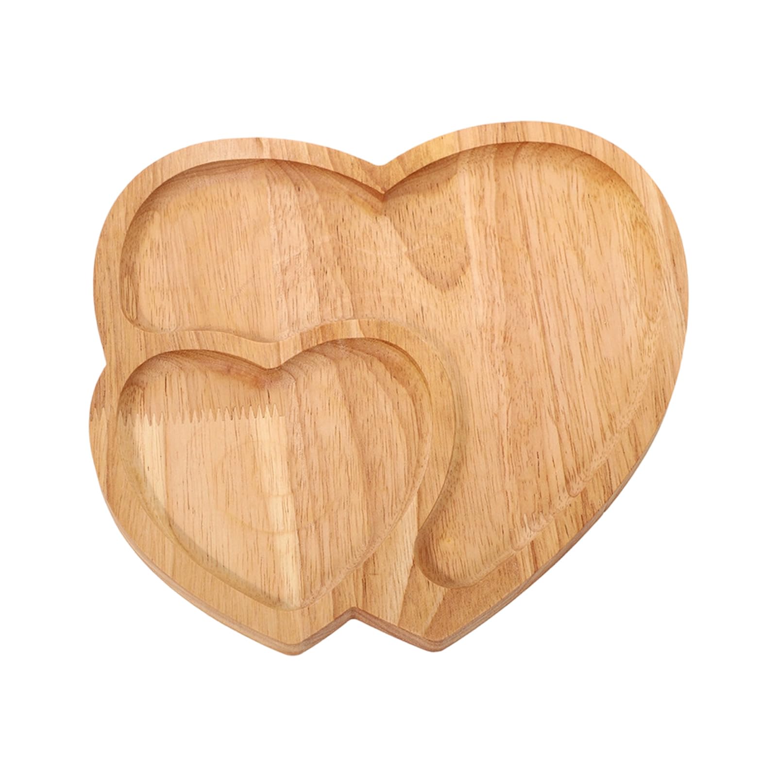 Practical Multipurpose Rubberwood Heart Shape Tray for Dessert Coffee Serving or Decorative Display for Home Cafe Heart Tray