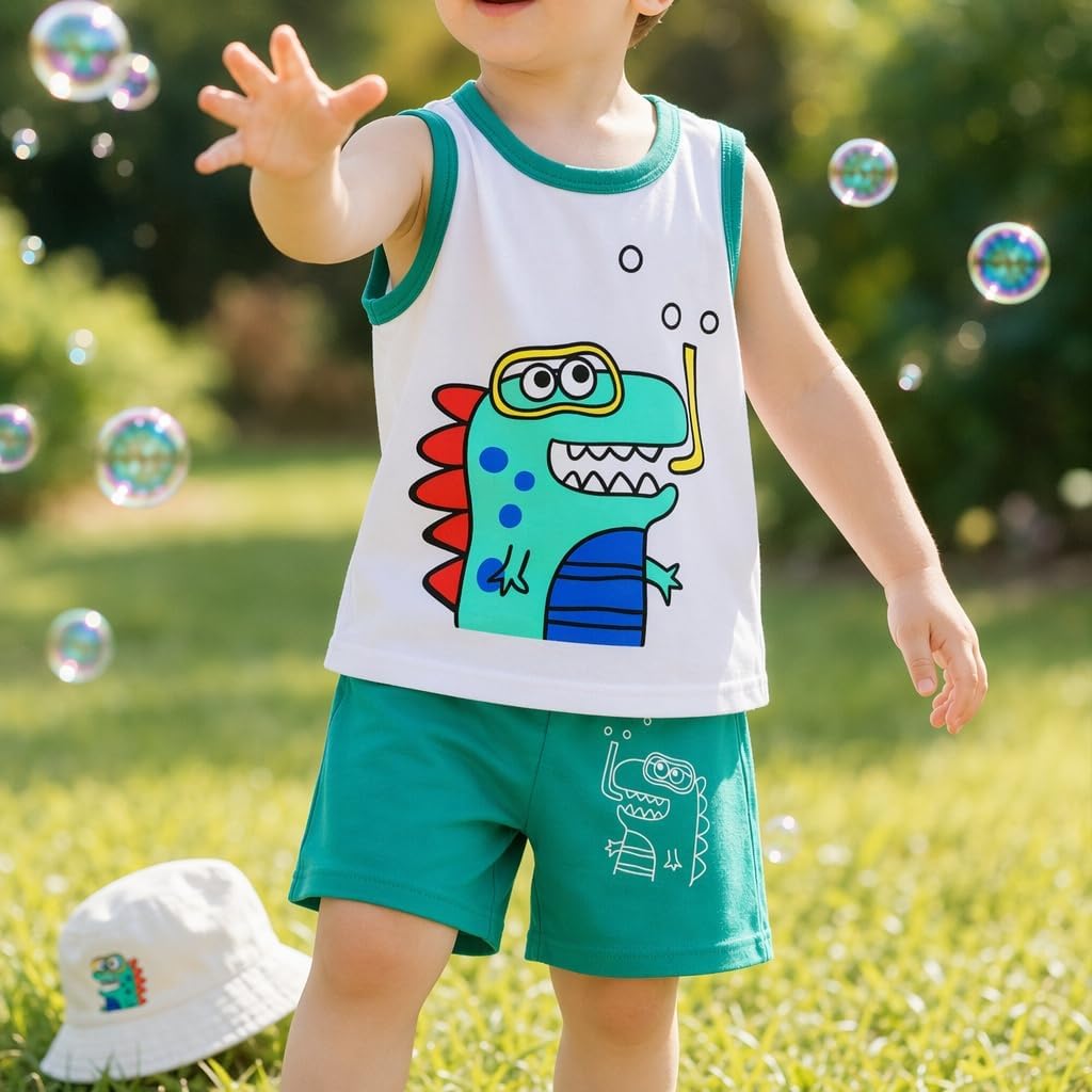 Toddler Boys Clothes for Baby Boy Summer Outfits Sleeveless Tank Top and Shorts Set 1-4t