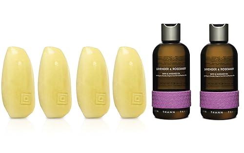 THANN - Juego de aceite de jabón de grano de arroz y lavanda y romero