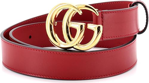 Pre-Loved GG Marmont Belt Leather Thin, Red