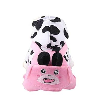 TBOP Dog Clothes Autumn Winter Four Legged Pocket Keep Warm Pet Dog Cat Clothes Supplies(Pink Cow_XS)(Color May Vary)
