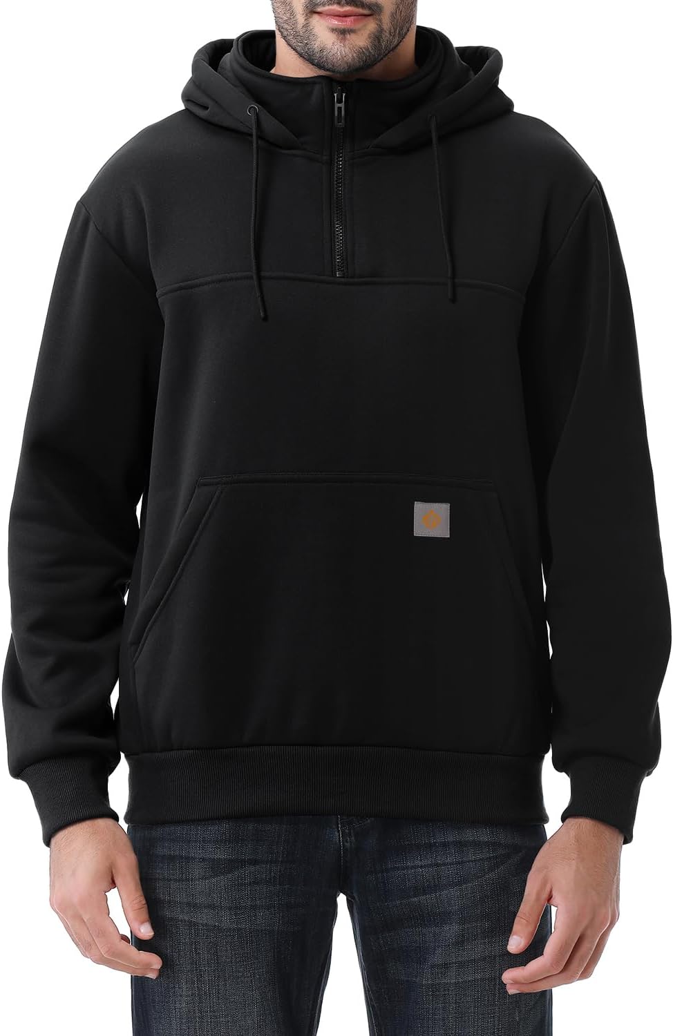 TUAOVA Men's Fashion Hoodies Sweatshirts Loose Fit Heavyweight Quarter-Zip Sweatshirt Fleece-Lined Pullover