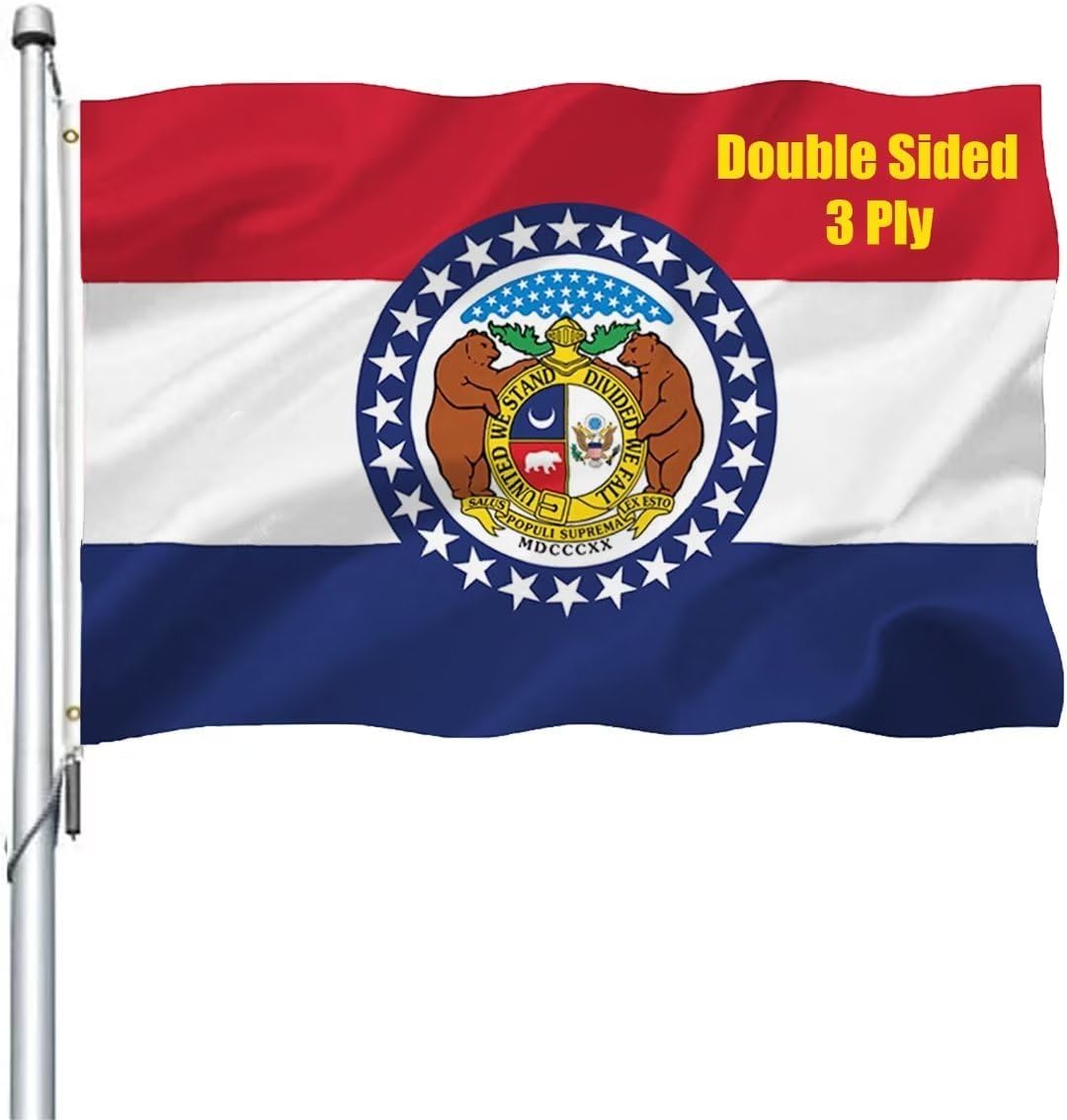 Missouri Flag 3x5 Outdoor Double Sided - Heavy Duty Polyester Missouri MO State Flags Long Lasting with 2 Brass Grommets 3 X 5 Ft