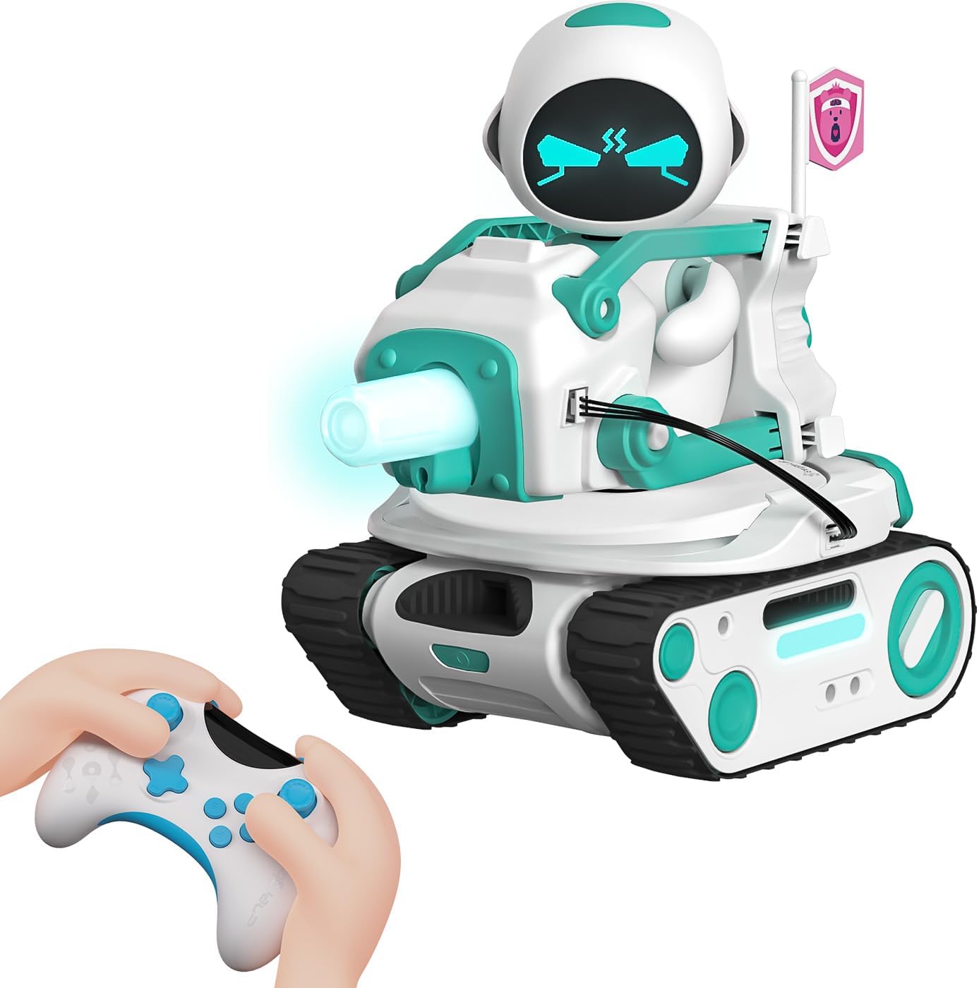 ENERGIZE LAB Eilik and Panxer Combo Set - Cute Robot Pets Toys Plus RC Battle Tank, Crawler Car Toys with LED Lights and 2.4Ghz Remote Control, Single and Multi-Player Party Play Mode.