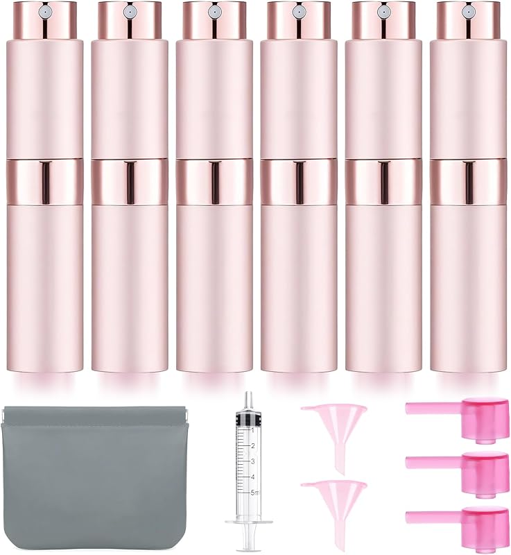 DPLASKA Frascos Atomizadores Recarregáveis para Perfume 8 mL Rosa, Pacote com 6