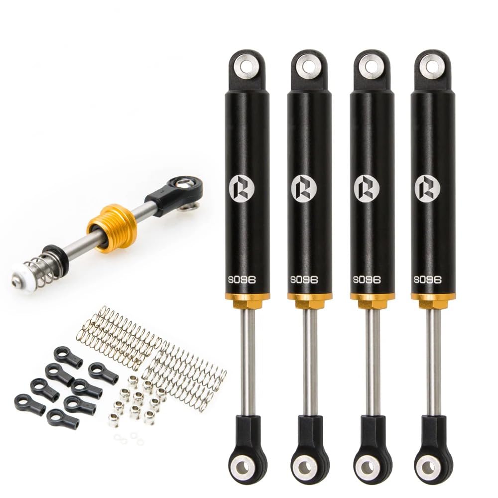 RhinoRC Shock Absorber Aluminum Alloy Damper Internal Spring 96mm Compatible with 2-6KG Axial SCX10 90046 HSP HPI Traxxas TRX4 Redcat 1/10 RC Crawler Car MOA Shafty (S096 Shock Absorber Set)