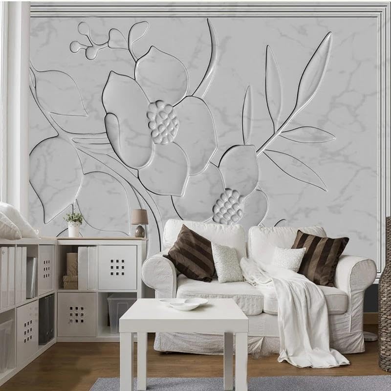 Papier peint blanc 3D mural salon chambre tapisserie intissée moderne