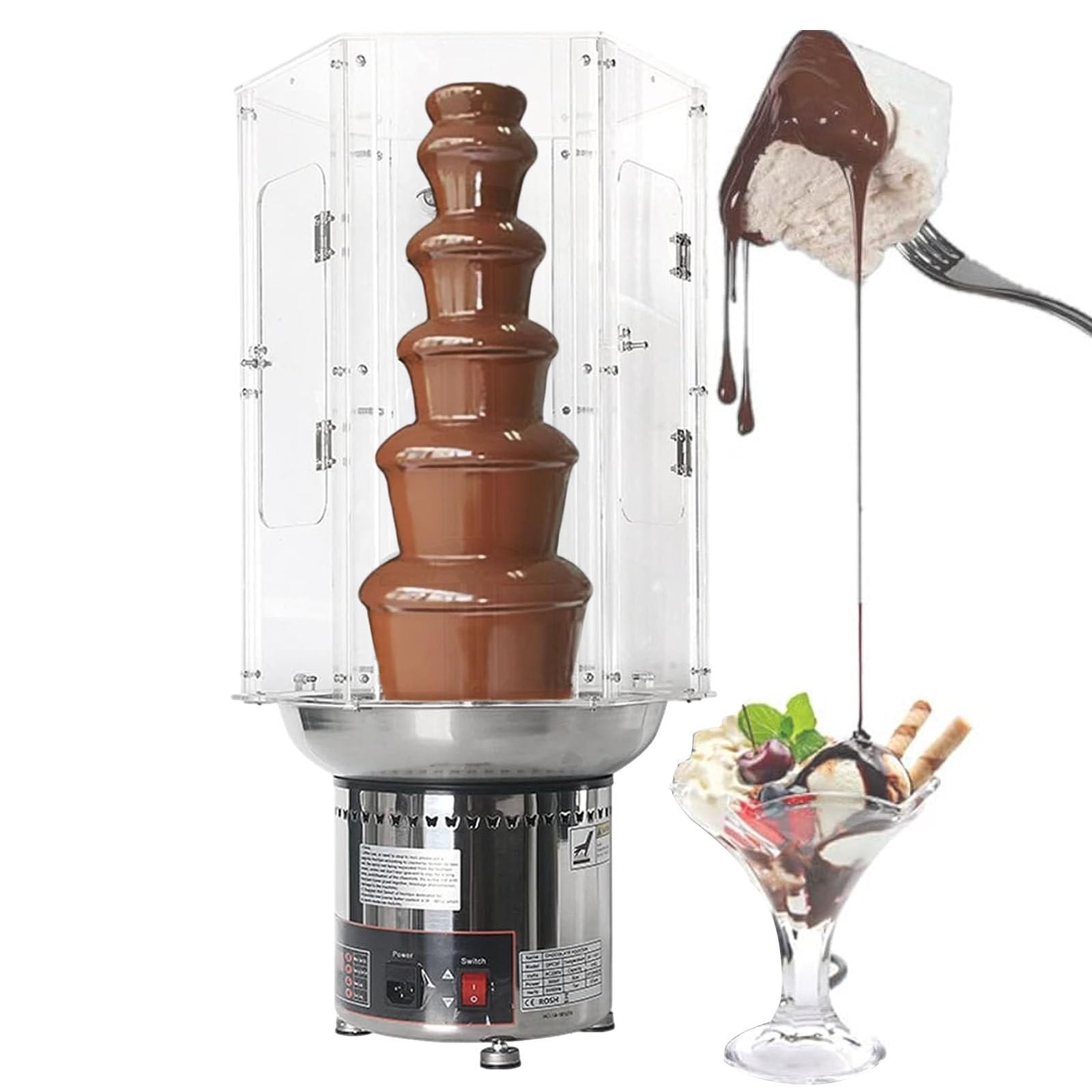 ASerZenith Chocolate Fountain Machine Cover, 4-7 Tiers Commercial Sauce Melting Pot Cover, Wedding Fountain Cover,6Tiers