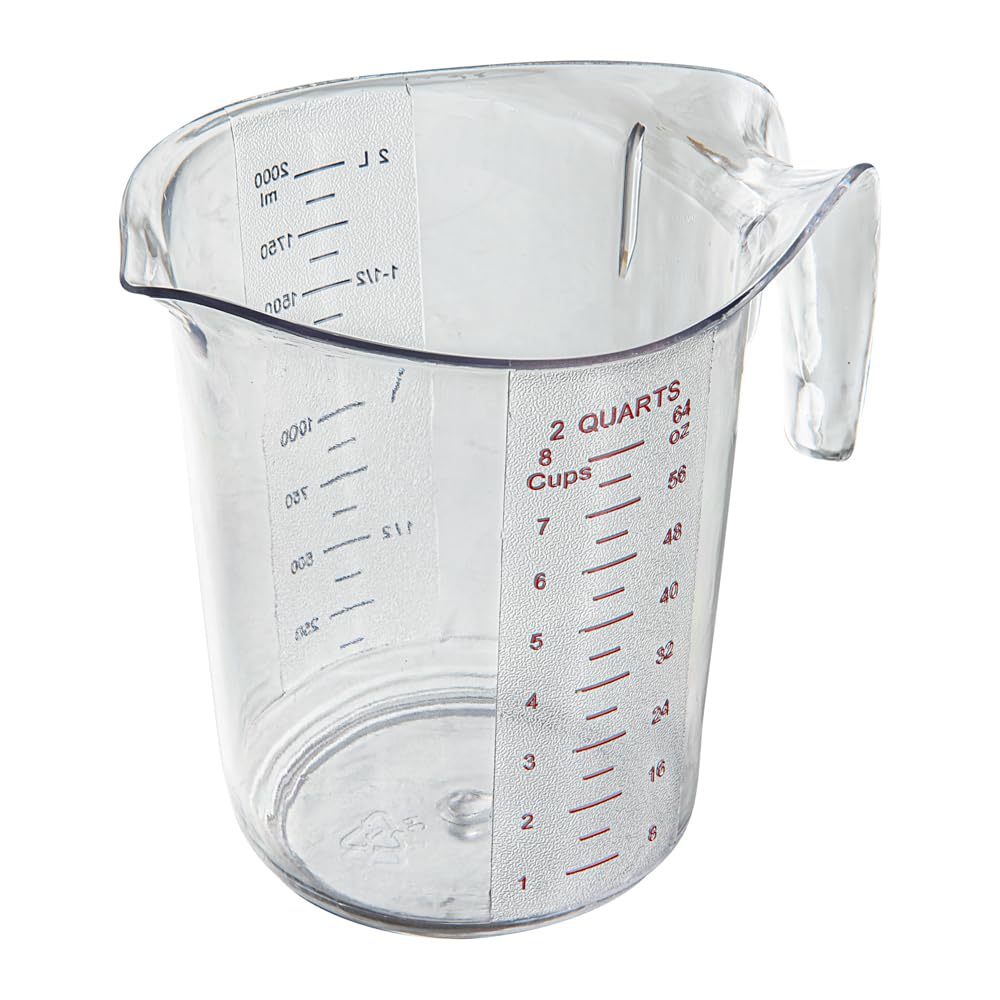 RW Base - Tarros medidores de 2 cuartos de galón, 10 vasos de medición duraderos, unidades métricas e imperiales, boquilla en forma de V, tazas medidoras de plástico transparente, mango con agarre