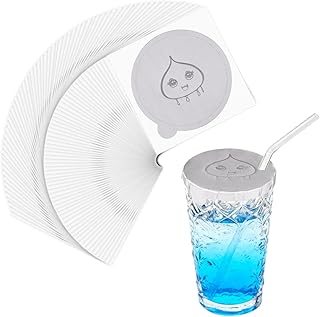 Drink Protective Cap 50 Pack, drink covers for alcohol protection, Keeps Unwanted Items From Getting Into Drink Cups, Fits Most Cup Sizes (water droplets, 50)
