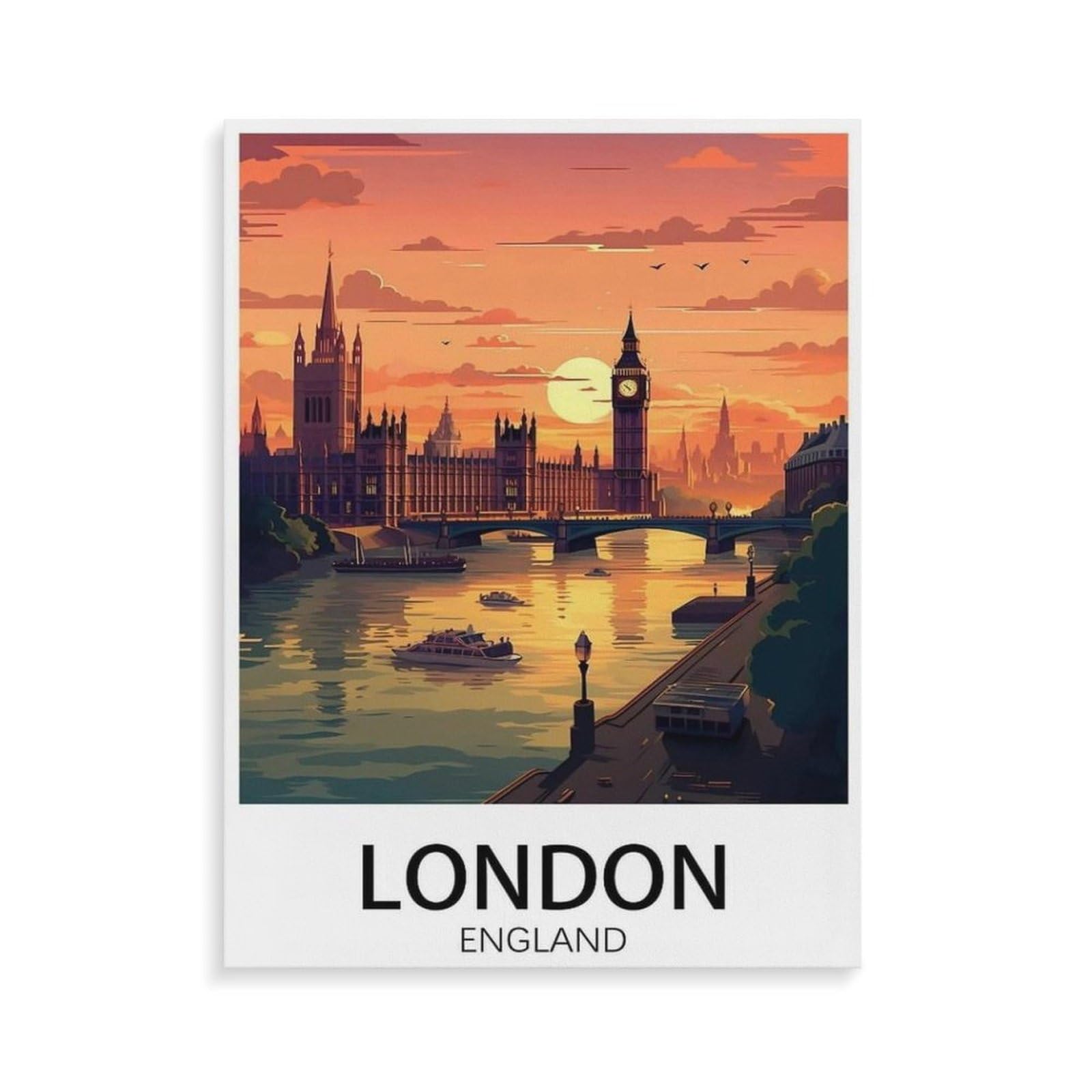 BEAYODKP Paint by Numbers,London England,Exquisite Oil Painting by Numbers Kits for Beginners(40x50cm-O61