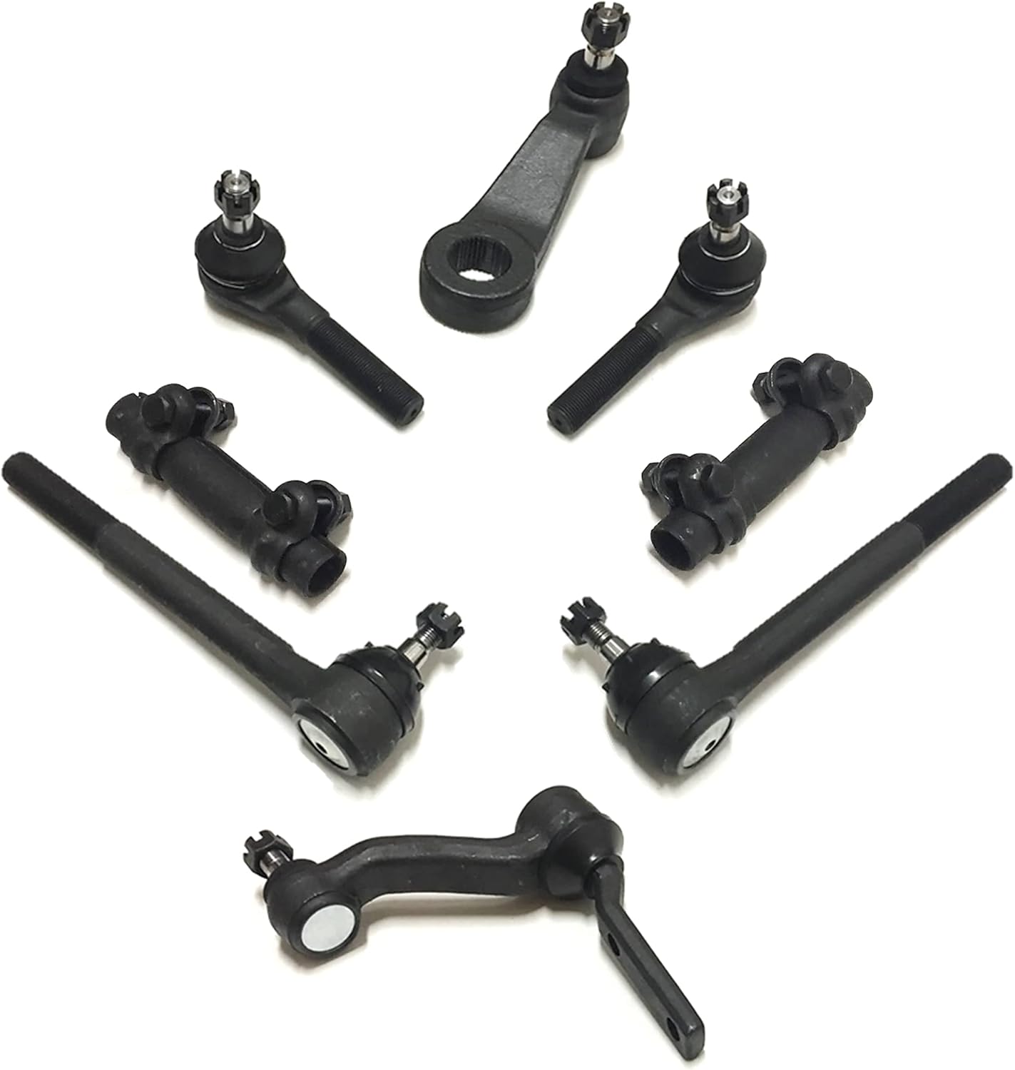 PartsW 8 Pc Steering & Suspension Kit Compatible with Chevrolet S10 1983–2004 & Blazer 1995–2005 4WD Front End Steering Linkage Inner Outer Tie Rod Ends Pitman Arm Idler Arm Adjusting Sleeves