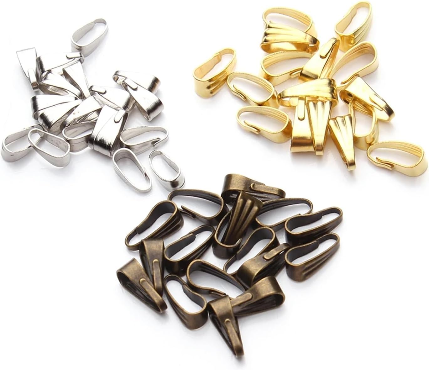Pinch Bails for Jewelry Making 2000pcs Pendant Clips Pinch Bail Clasp Connectors Necklace Hooks for Jewelry Making Finding Parts Accessories Supplies(Gold Silver Mixed,2x6mm)