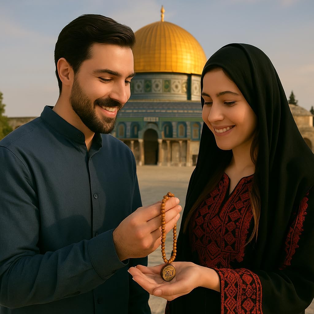 SANAD Allah Medallion Necklace Olive Wood – Islamic Arabic Jewelry from Jerusalem – Round Pendant for Men & Women – Muslim Gift with Name of God – Spiritual Islam Necklace - Image 7