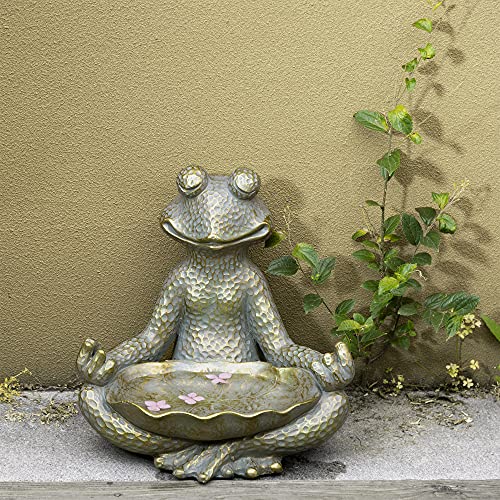 Glitzhome Meditating Pose Yoga Frog Garden Statue, 14.25 Inch Tall, Bronze #TOP6