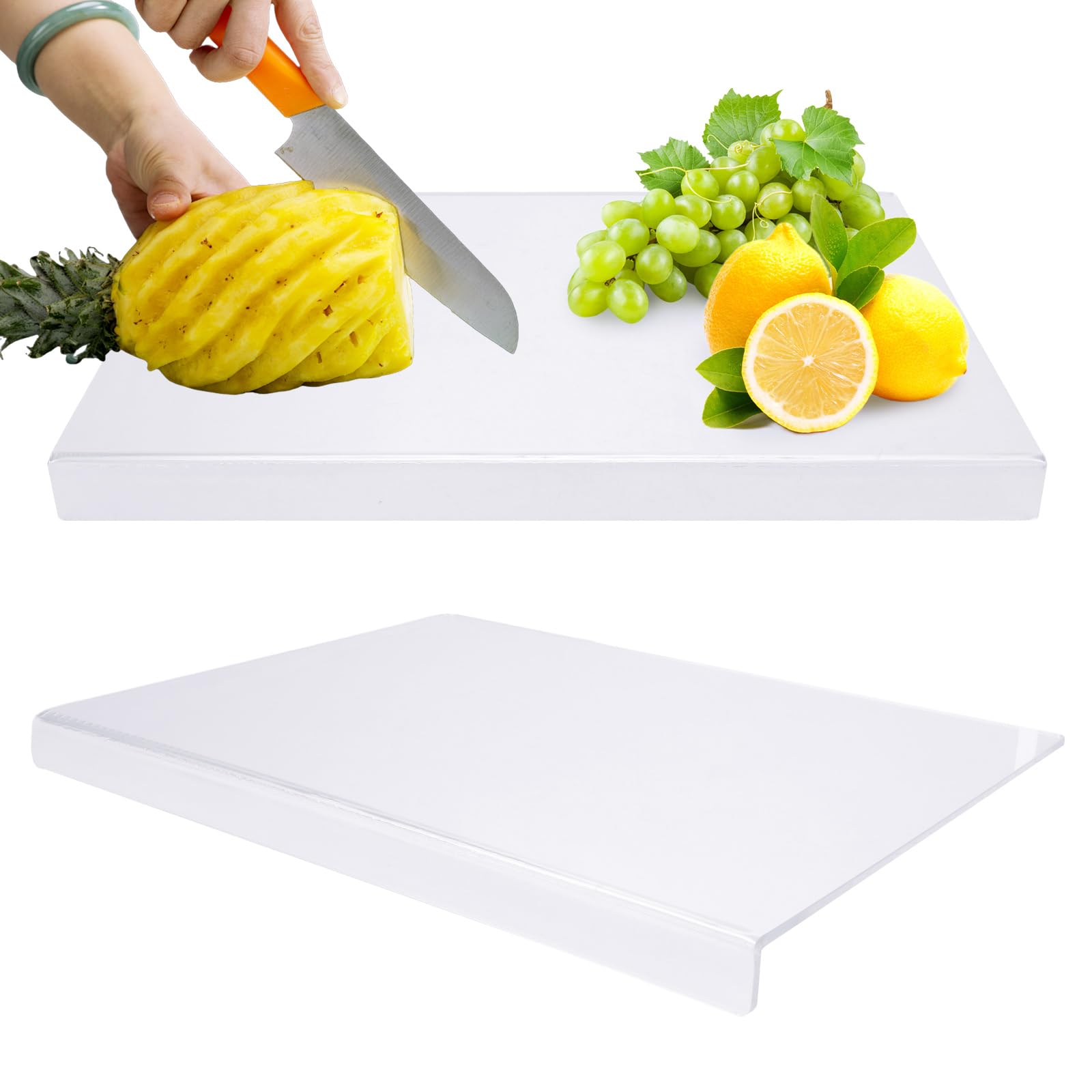 LANIAKEA 2PCS Acrylic Cutting Board with Counter Lip, 17x13 inch Non Slip Cutting Boards for Kitchen, Clear Cutting Boards for Countertop, Home, Restaurant