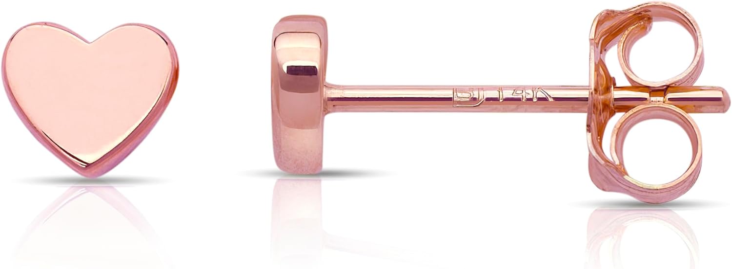 Olivia's Collection 14k White or Yellow or Rose Solid Gold Heart Screw Back Stud Earrings for a Woman, Man, Teens.