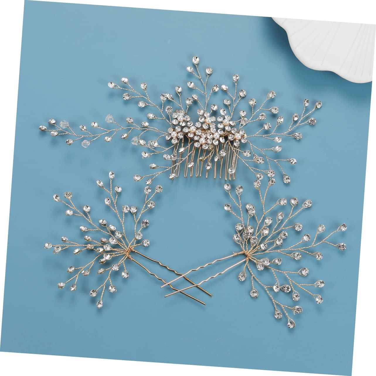 FRCOLOR 3 Sätze Kopfbedeckungen für die Braut wedding hair accessories hochzeits haarschmuck Haarkamm für die Braut Perle Haarnadel Haarspangen Haarklammer Braut Haarkamm Braut Haarschmuck