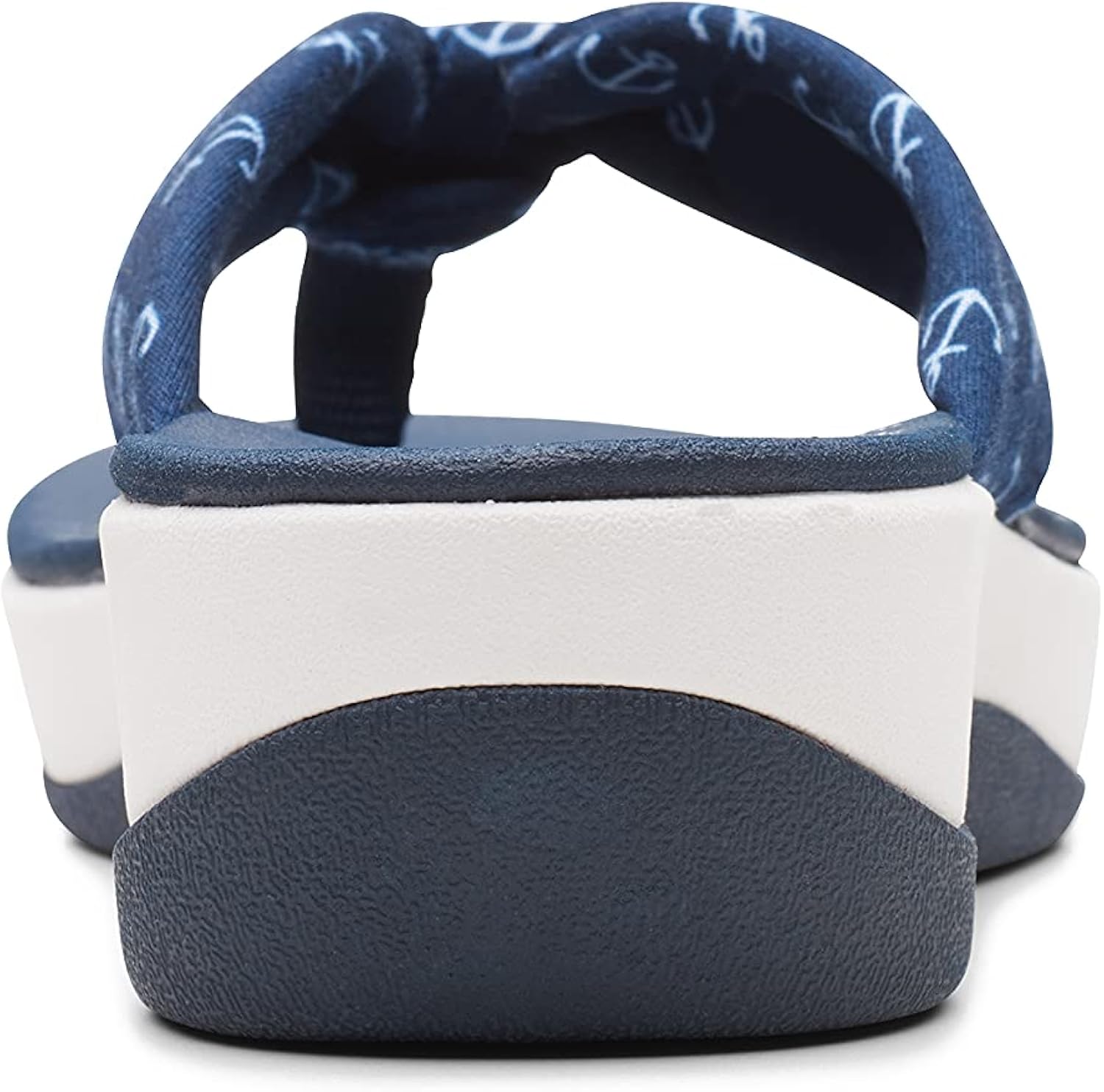 Clarks Women's Arla Glison Flip-Flop 9 Navy Textile With White Anchors