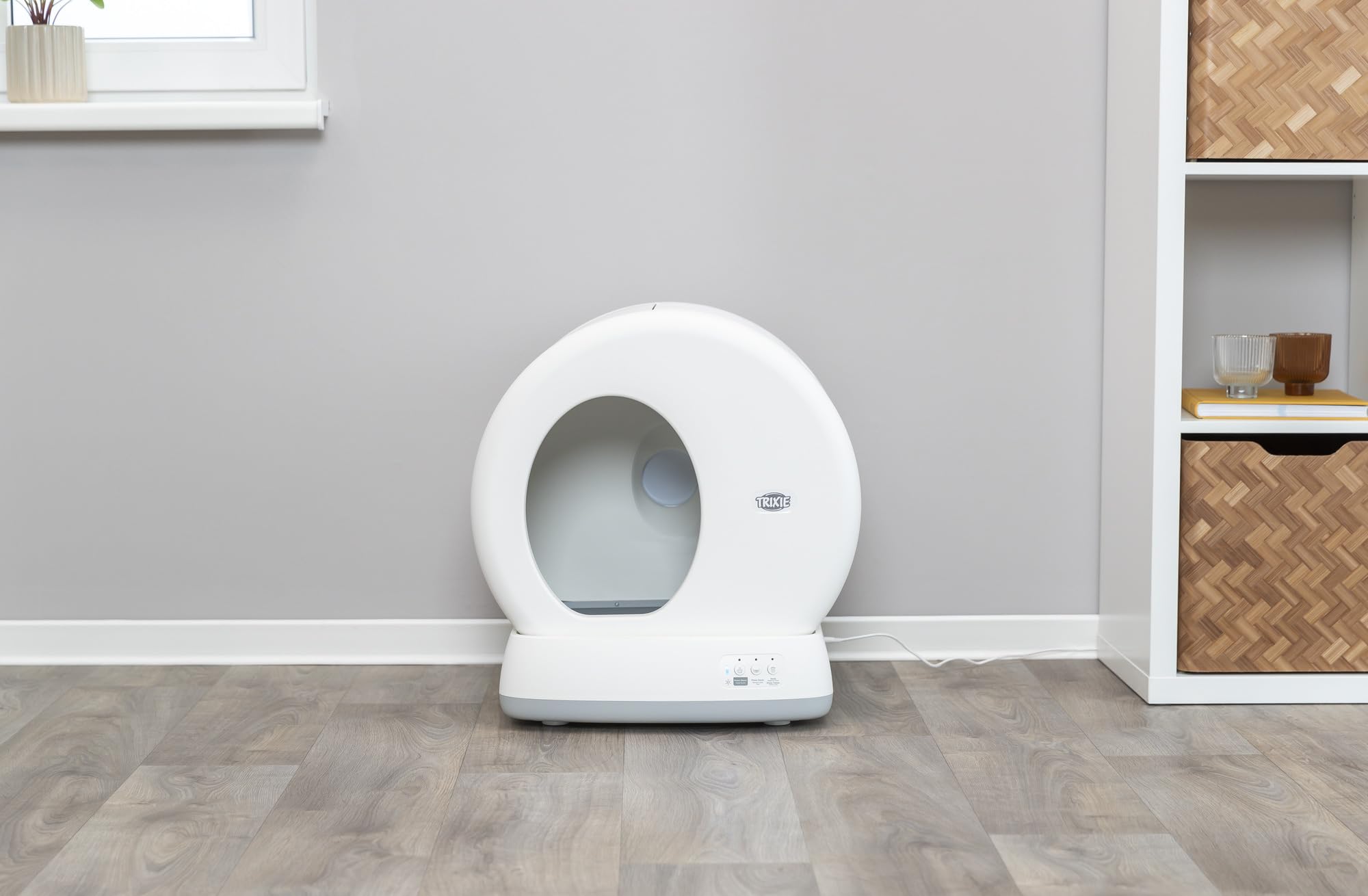 TRIXIE Bac à litière autonettoyant pour Chat – Blanc – 53 × 55,5 × 52 cm