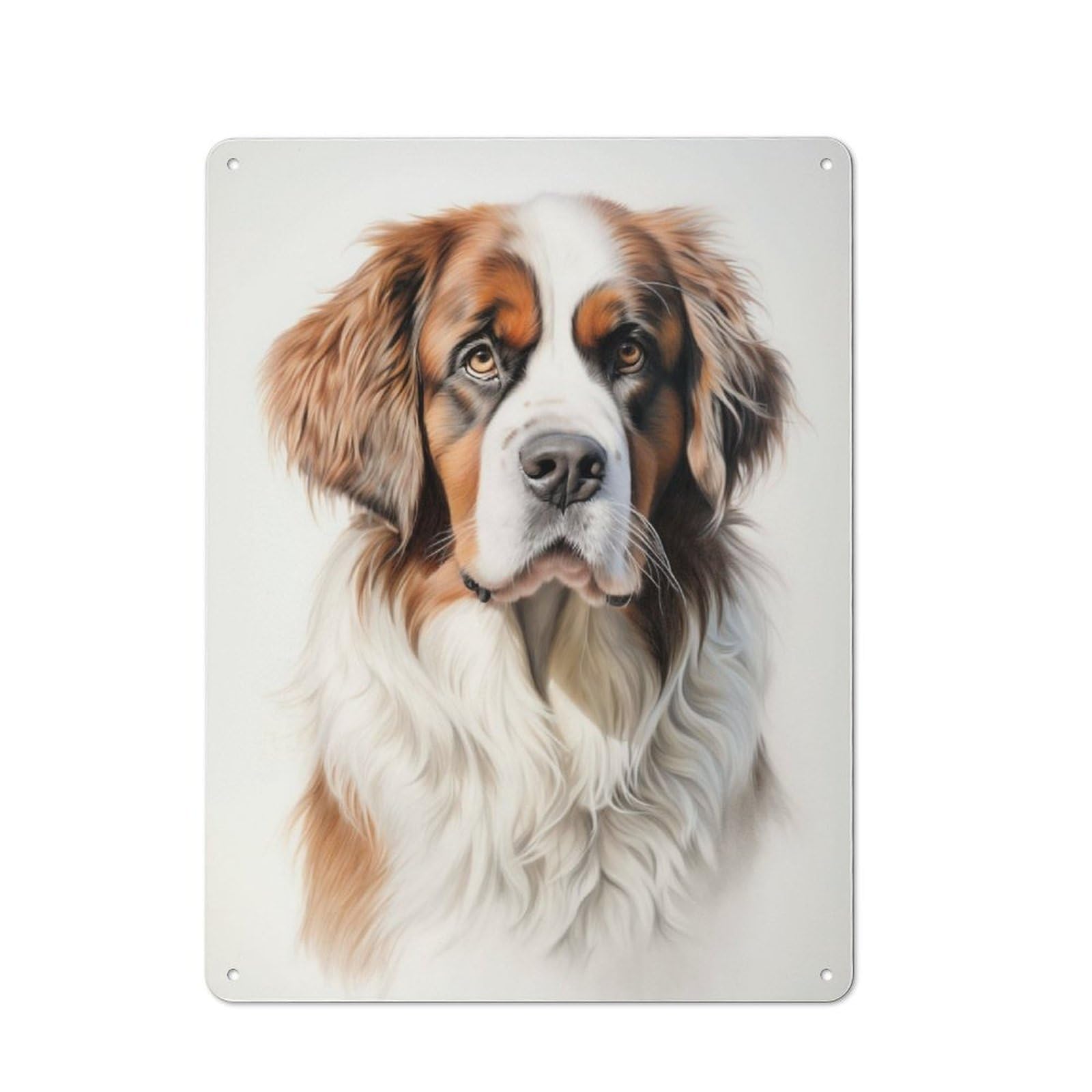 Tin Wall Plaque 40x30cm with St Bernard Dog for Home Bar Wall, for Hosts Who Enjoy Retro Interiors Refreshing A Room in Autumn