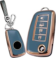Vista 1 de SANRILY Golden-Edge - Funda para llavero de 4 botones con tapa para Nissan X-Trail Juke F15 Rogue Qashqai J11 Tiida Murano Maxima - Funda plegable