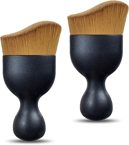 Fogfar 2 cepillos de polvo para interior de automóvil, cepillo para detalles de automóvil, diseño curvado interior automático, cepillo de