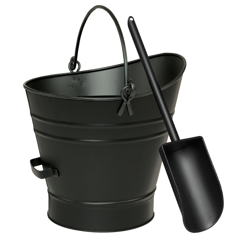 Minuteman International Coal Hod/Pellet Bucket with Scoop Coal Bucket Pellet Bucket, Iron, Black