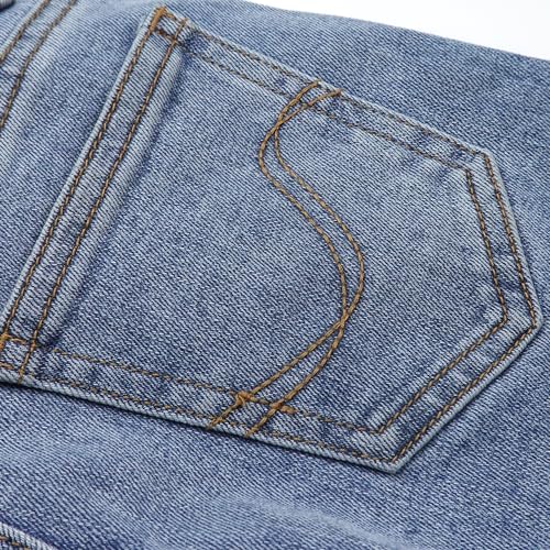 KIDSCOOL SPACE Girls Jeans,Raw Edge 3 Buttons Stretchy Bell-Bottom Denim Pants3