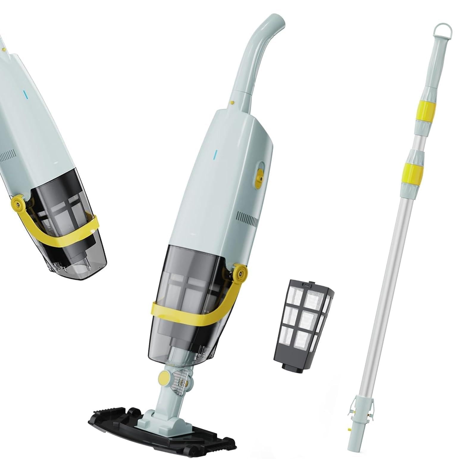 Lydsto S1 Handheld Pool Vacuum with Telescopic Pole, Cordless Rechargeable Pool Vacuums Cleaner, 60 Mins Running Time, Deep Cleaning for Above & In-ground Pools, Hot Tubs, Spas