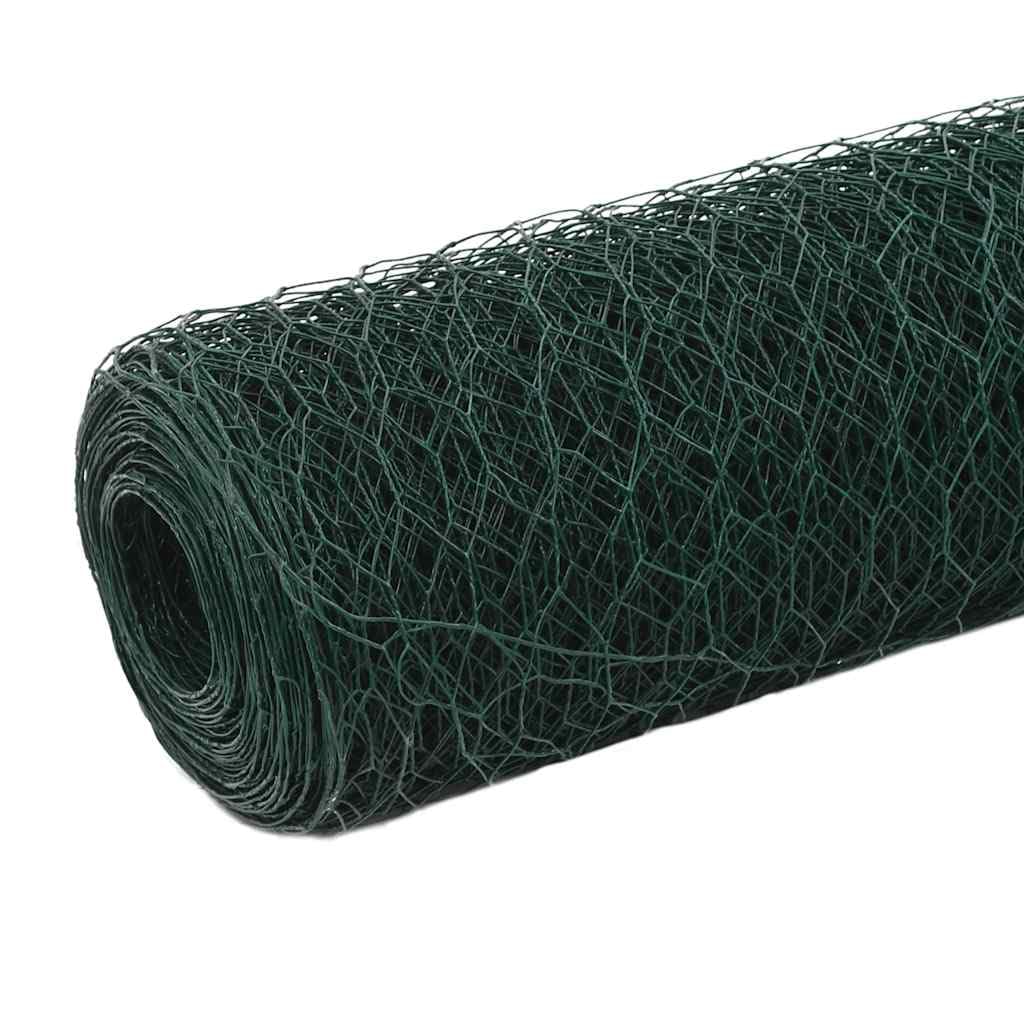 Valla de alambre recubierto de PVC, 25 x 0,9 m, color verde, para pajareras y gallineros, 5 m, valla de alambre galvanizado verde con revestimiento de plástico