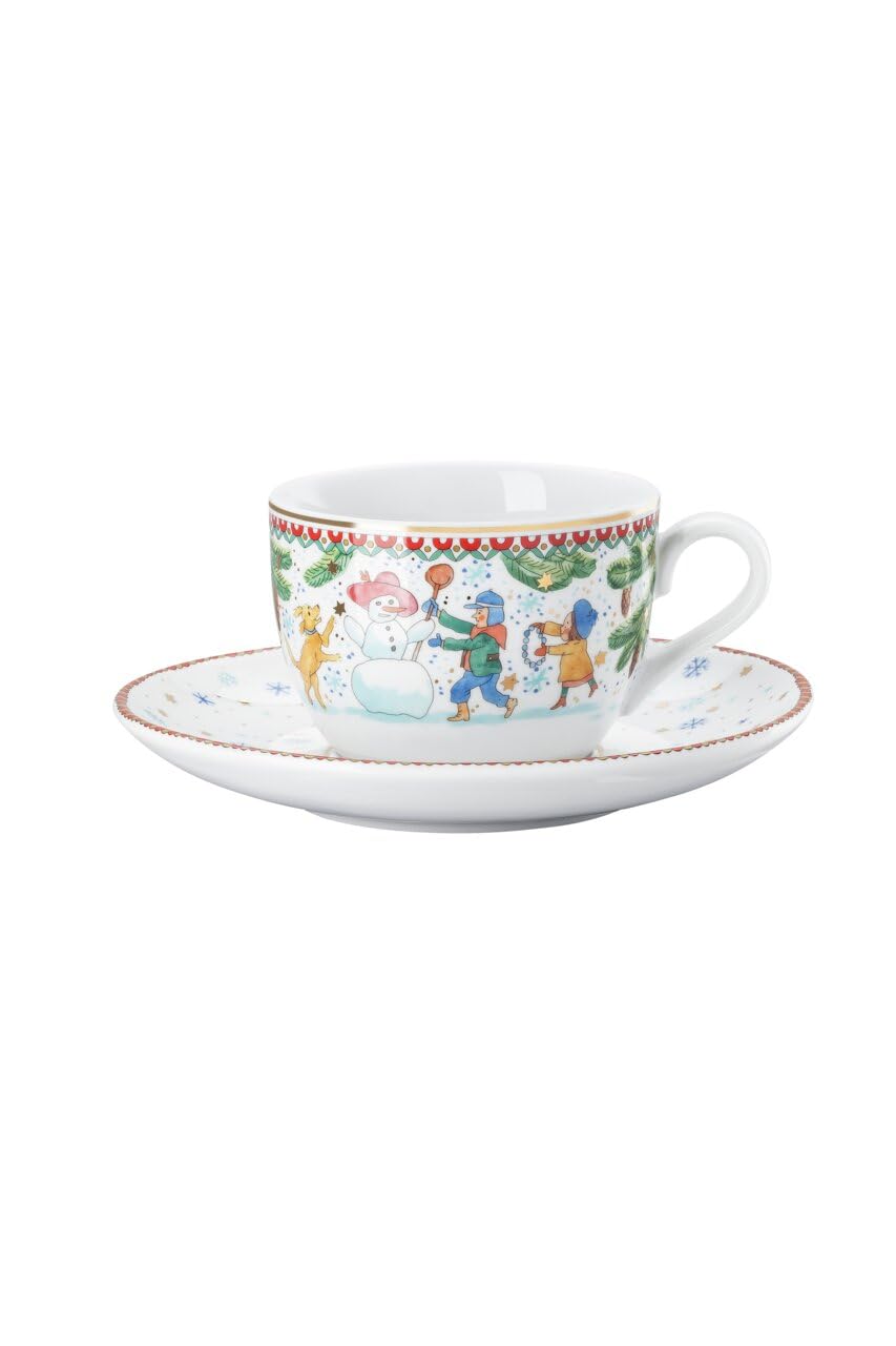 Hutschenreuther Weihnachten Sammelkollektion 2025 "Weihnachtsspiele" Cappuccinotasse 2-teilig bestehend aus Cappuccino-Obertasse 0,220 l und Cappuccino-Untertasse Ø 16,3 cm