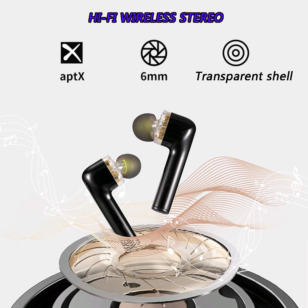 RSGK TWS zestaw słuchawkowy Bluetooth, 60-godzinny czas odtwarzania, bezprzewodowy zestaw słuchawkowy Bluetooth (z ładowarką), wbudowany mikrofon, może być używany do uprawiania sportu i fitnessu